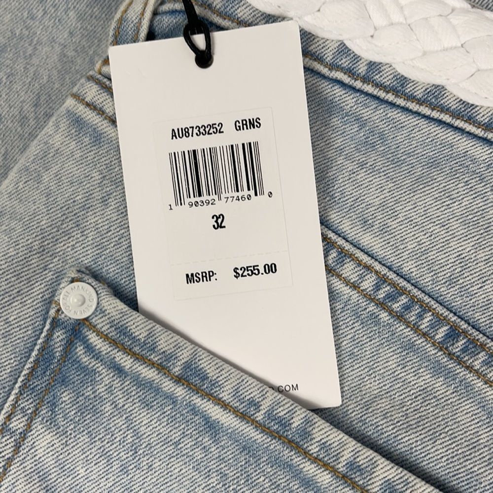 7FAM HW Cropped Straight faux Braid Belt Jeans NWT Summer Crop - Picture 4 of 11